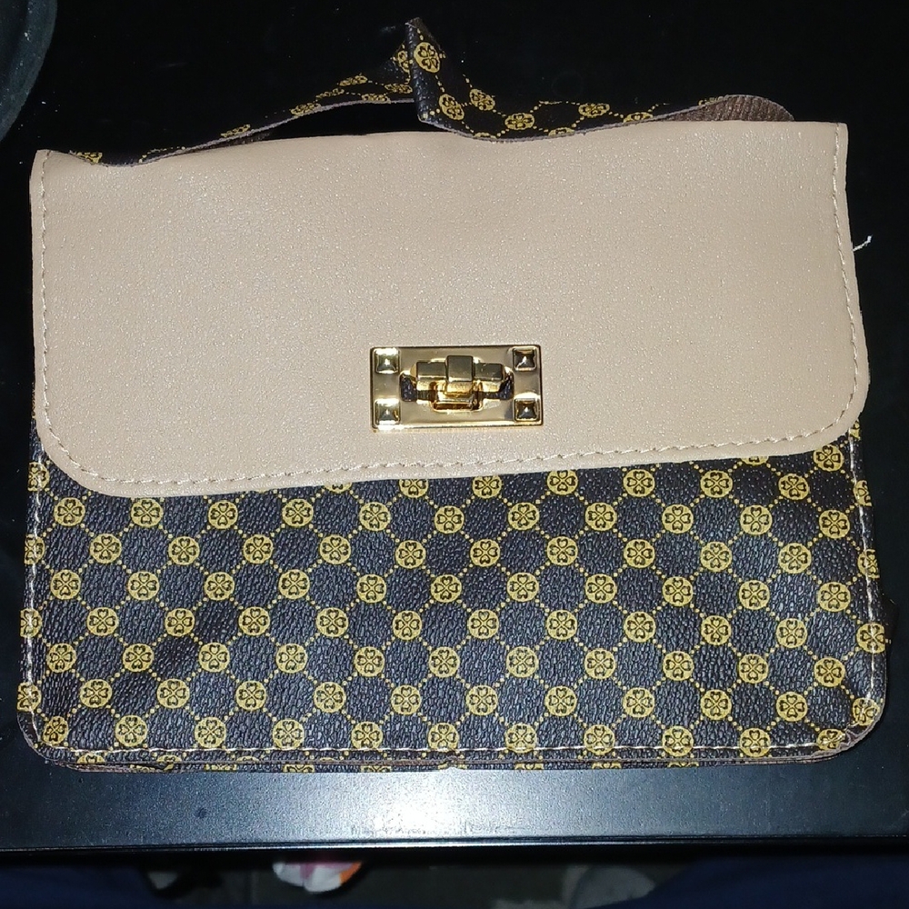 Elegant Tan and Brown Patterned Women's Bag